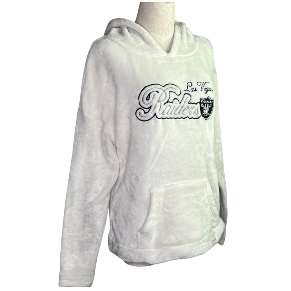 Las Vegas Raiders Women’s Teddy Cream Pull Over Kangaroo Pockets Hoodie Large - Picture 5 of 7